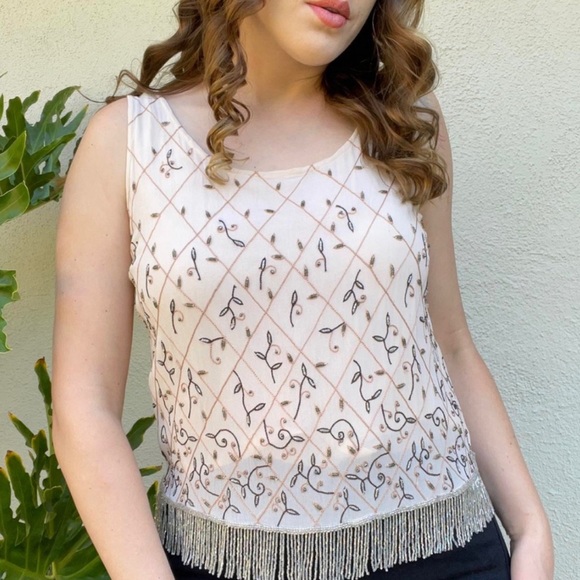 Vintage beaded fringe crop top - Picture 4 of 5